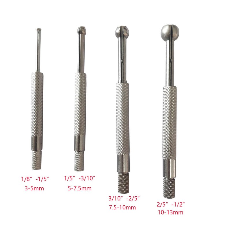 JENSWILL Hole Gauge Set, 1/8" to 1/2" Range Telescoping Bore Gauge, 4 Pcs Full Round Ball Type Small Telescopic Gage, High Precision (1/8" to 1/2") - Image 3